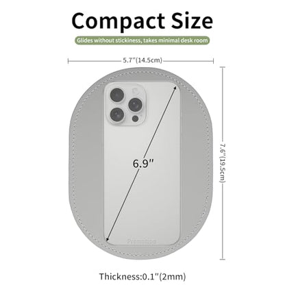 Small Mouse Pad for Laptop – 3 Shapes: Rectangle, Oval & Waterdrop | Vegan Leather Mini Travel Mouse Pad with Hand-Edge Finishing & Fine Stitching, Waterproof, Non-Slip - color: Oval-Mist Gray, size: 7.7" x 5.7"