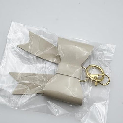 Unpafcxddyig PU Leather Bow Keychain Bag Charms for Women Handbags Backpacks Tote Car Key Rings Accessories - color: White