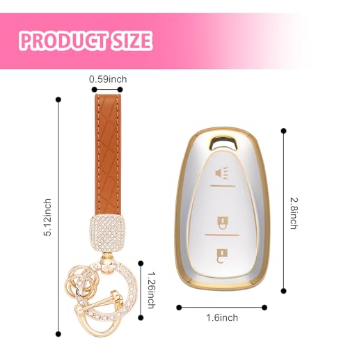 Rislobx 3 Button Key Fob Cover for Chevy, TPU Key Fob Case with Diamond Edge Compatible with 2016 2017 2018 2019 2020 2021 2022 Spark Traverse Equinox, for 2018 2019 2020 Chevy Trax (Diamond G-Silver) - size: Diamond G-Silver