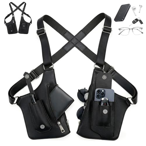 Double Shoulder Armpit Bag for Men, 2026 Upgraded Anti-Theft Underarm Shoulder Holster Bag with Adjustable Strap, Hidden Phone Wallet Pocket, Multi-Pocket Outdoor Travel Daily Commute Pouch