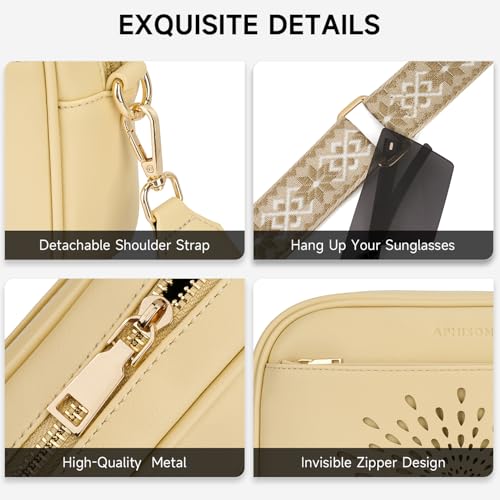 APHISON Crossbody Bags for Women Trendy,Vegan Leather Small Crossbody Purses Shoulder Handbags with Adjustable Strap - color: 08-yellow