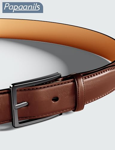 Mens Dress Belt,Mens Leather Belts for Jeans, Belt 1.38" Width - color: Gun Blk Buckle-tan Belt, size: 30"-33" Waist Adjustable