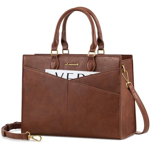 LOVEVOOK Purses for Women,Satchel Handbags Tote Bag, Pu Leather Shoulder Crossbody Top Handle Purse with Zipper - color: Brown, size: Small