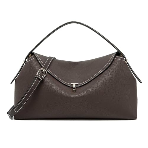 Leather Crossbody Bag for Women, Multiple Compartments for Everyday & Travel - color: L Coffee Peb