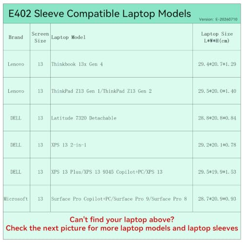 Smatree Elite Laptop Sleeve for 13 inch DELL/Lenovo/ASUS/Samsung/Microsoft | for 13 inch DELL XPS 13/Latitude 7320 Detachable,Lenovo ThinkPad/500w/300e,ASUS Chromebook,Samsung Galaxy,Microsoft(E402) - size: 13 inch/E402/Size: 30.7*21.2cm