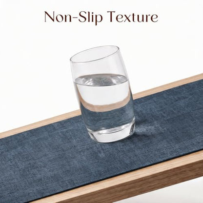 Faux Leather Placemats Set of 6, Table Place Mats 18x12in, Navy Blue - color: Navy Blue