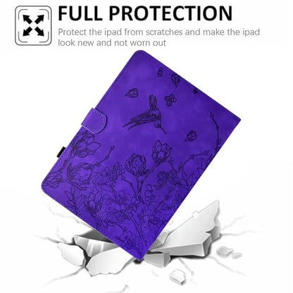 Case for Kindle Fire HD 8 & 8 Plus (12th/10th Generation 2024/2022/2020) | Embossed Hummingbird PU Leather Flip Folio Stand Cover, Auto Wake/Sleep with Card Slot for Kindle Fire HD 8/8 Plus, Purple - color: A6 Purple