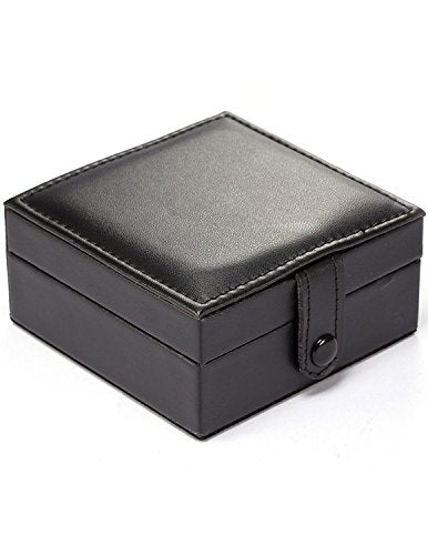 TREEWETO Luxury PU Leather Pocket Watch Box Display Storage Case | Black, 45-47mm Holder, Watch Box for Men Watch, Travel Case, Organizer Gift for Father Day Husband