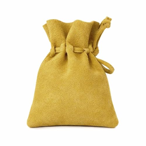 Medieval Drawstring Coin Pouch Bag,Leather Coin Pouch,Renaissance Drawstring Pouch Dice Bag,Small Coin Purse for Women/Men,Brown Swayze Suede Banana - color: Banana