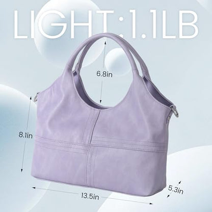 KOGTLA Medium Vegan Leather Purses for Women with Detachable Satchel Strap, Ladies Handbags, Tote Hobo Bags with Two-Handle - color: Violet