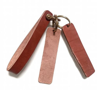 Handmade Top Layer Cowhide Car Keychain, Durable Leather Key Ring for Men Women - style: Double Thick Leather Label
