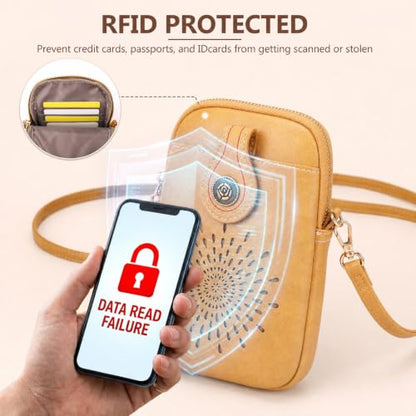 APHISON Small Crossbody Bags for Women, Lightweight Vegan Leather Cell Phone Purse, Cute Purses with Tassels - color: 03-s-yellow