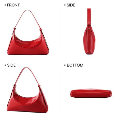 Small Shoulder Bag Soft Leather Hobo Underarm Purse for Women | Adjustable Strap,Premium Faux Leather,1 Inner Slot Pocket,1 Zippered Pocket,Use for Travel or Going Out - color: Red