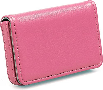 RFID Blocking Wallet - Minimalist Leather Business Credit Card Holder with Magnetic, Pink, Small - color: Pink