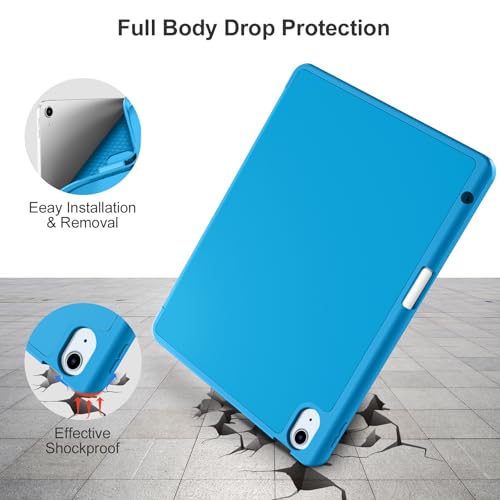 Akkerds for iPad Air 11 Inch Case M4/M3/M2, Air 5th/4th Gen 10.9, LightBlue | With Pencil Holder, for iPad Air Case 2026/2025/2024/2022/2020, Soft TPU Back, Slim Trifold Stand Cover, Auto Sleep/Wake - color: LightBlue