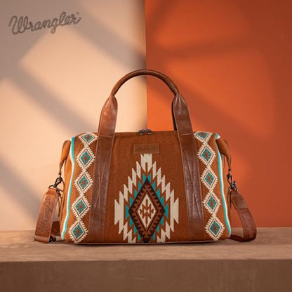 Wrangler Duffel Bag for Women Large Travel Weekender Bag Tapestry Designer Carry On Bags, Brown - color: Tapestry-Brown