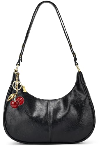 Small Hobo Bags Crescent Shaped Shoulder Bags for Women Mini Cherry Purse Fall Soft Crossbody Handbag 2025 - color: Wy26-28black