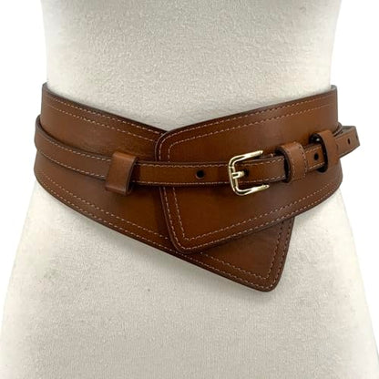 Women Wide Waistband, High and Low Waist Full Grain Leather Skinny Boho Concho Belt - color: Coffee, size: 32"(fits 30”-34”)