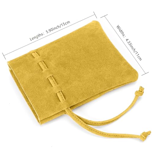 Medieval Drawstring Coin Pouch Bag,Leather Coin Pouch,Renaissance Drawstring Pouch Dice Bag,Small Coin Purse for Women/Men,Brown Swayze Suede Banana - color: Banana