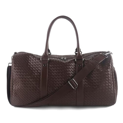 Weekender Bags with Shoe Compartment Travle Carry On Bag (Coffee) | Handwoven Duffel for Women with Wet Dry Separation, Beach Tote for Gym Overnight Trip - color: Coffee