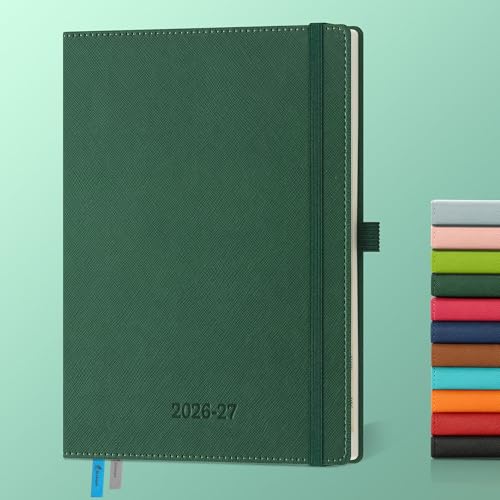 Weekly Monthly 2026-2027 Planner (July 26-Dec 27),8.5"x6.5" | 18 Months Agenda Plan with Month Tabs & Pocket,Expenses/Note Pages, Academic Calendar with Vegan Leather Cover,Green - color: Green, size: Medium-8.5" x 6.5"