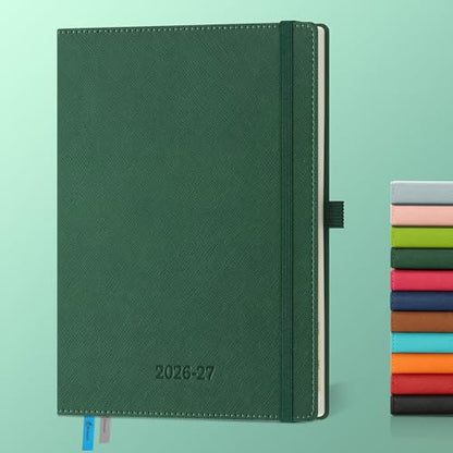 Weekly Monthly 2026-2027 Planner (July 26-Dec 27),8.5"x6.5" | 18 Months Agenda Plan with Month Tabs & Pocket,Expenses/Note Pages, Academic Calendar with Vegan Leather Cover,Green - color: Green, size: Medium-8.5" x 6.5"