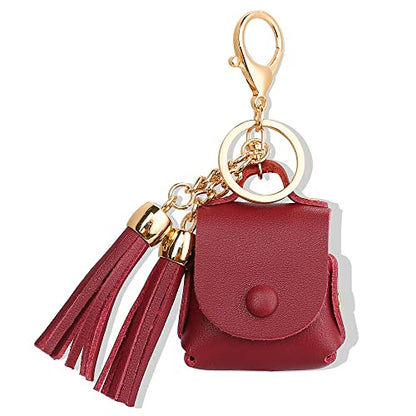 MODOS LOGICOS Charging Case Cover for Apple Air Pods, Genuine Leather Case with a Couple of Drooping Tassels for Apple AirPods 1/2 Charging Case - Wine Red - color: WineRed(GenuineLeather)