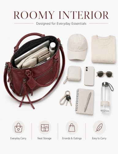 Women Mini Tote Bags (8 L) City Bags Tote Bag Purse Vegan Leather Hobo Handbags With Adjustable Dual Straps - color: Red Rock