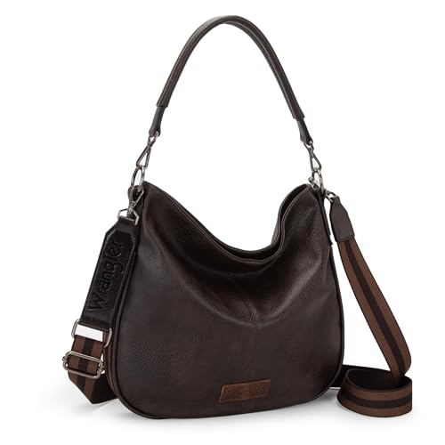 Wrangler Hobo Bags Crossbody Bag for Women Shoulder Purse Handbags with Adjustable Strap - color: Dark Coffee