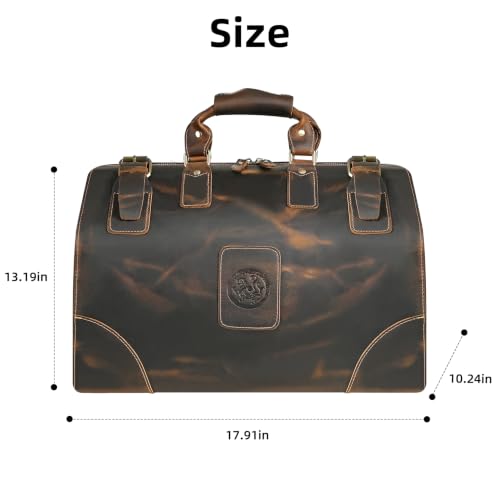 Canvas + Leather Travel Luggage Tote Duffle Gym Suitcase Weekender Overnight Bag For Men Male FB8151 (8151-Dark Brown1) - color: Dark Brown1