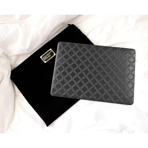 for MacBook Air 13 inch Case M5 M4 M3 M2 2026-2022 Checker Leather Cover | Precise Logo Cutout,Scratch,Elegant Laptop Hard Case, Keyboard Cover,Black,Model: A3449 A3240 A3113 A2681 - color: Black, size: 2022-2026 MacBook Air 13.6 inch M2 M3 M4 M5