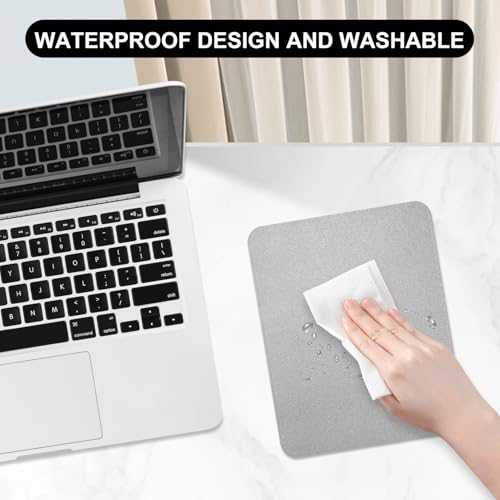 Leather Mouse Pad, Office Mouse Mat Non-Slip Rubber Base Stitched Edge Washable Waterproof Rectangular Mousepad for Office Gaming PC Laptop, 9.8" x 7.9", Silver - color: Silver, size: 9.8L x 7.9W inches