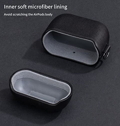LOPIE Leather Case with Clip for AirPods 3 (Released in 2021), Handmade Case Fully-Wrapped with Full-Grain Leather, Protective Hard Cover for Gen 3 AirPods (Not for AirPod Pro 3rd Generation), Black - color: [Full Grain Leather]-Black Case with Clip