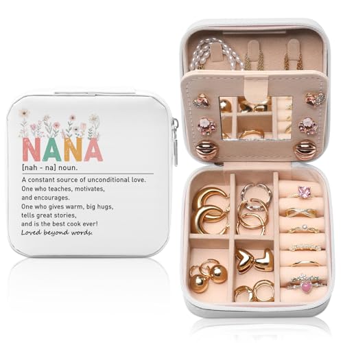 Nana Gifts, Birthday Gifts for Nana from Grandkids, Small Travel Jewelry Box for Grandma from Granddaughter Grandson, Portable Jewelry Organizer Case Present for Mothers Day Christmas - color: NaNa