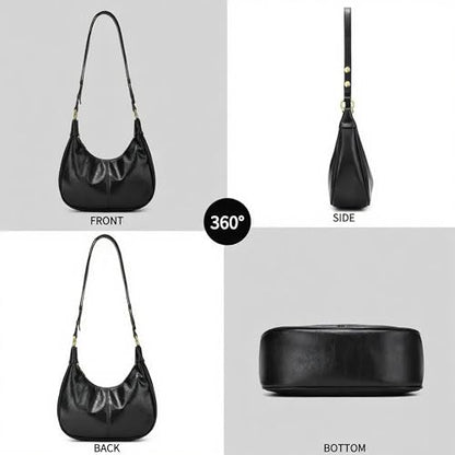 Small Hobo Bags Crescent Shaped Shoulder Bags for Women Mini Cherry Purse Fall Soft Crossbody Handbag 2025 - color: Wy26-28black