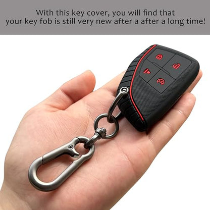 TANDRIVE 4-Button Key Fob Cover for 2023-2025 2026 Chevy Colorado Equinox Silverado GMC Canyon Sierra 2025 Honda Prologue, Silicone, 2-Pack, Red Button, Black - size: Black and Black with Red Buttons