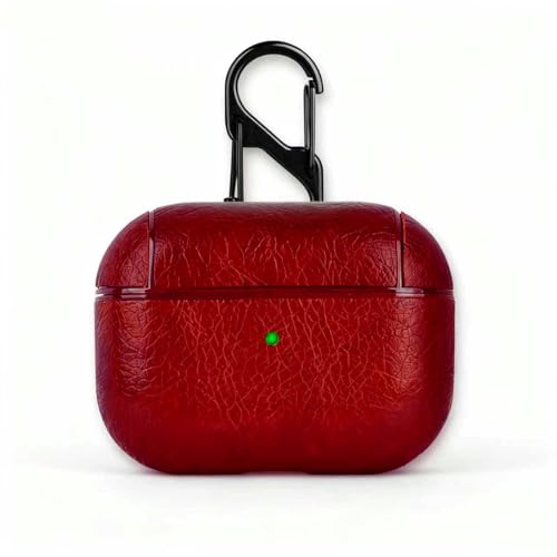 for AirPods Pro 2 Case Leather, PU Leather Protective Cover for AirPods Pro 2nd Generation 2022/2023, One-Piece Full Body Bumper Case with Hanging Hook, Front LED Visible, Red - color: Red, size: Compatible with AirPods Pro 2/1