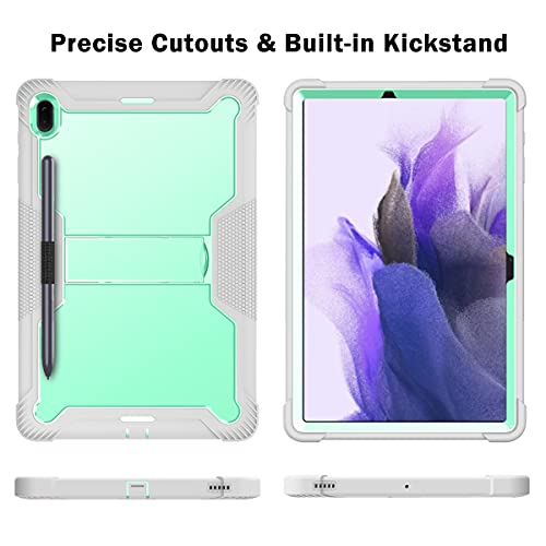Dteck Galaxy Tab S8+/S7+/S7 FE 5G Tab Case with Pen Holder Heavy Duty Rugged Kickstand Protective Case - Green - color: A_ Green
