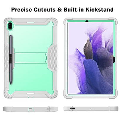 Dteck Galaxy Tab S8+/S7+/S7 FE 5G Tab Case with Pen Holder Heavy Duty Rugged Kickstand Protective Case - Green - color: A_ Green