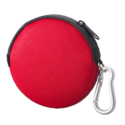 Mini Round Coin Purse with Clip on, Lightweight Waterproof Zipper Pouch for Earbuds, Keys, Coins, Compact Travel Storage Case for Women & Men, Xmas Gift [ Red ] - color: Red