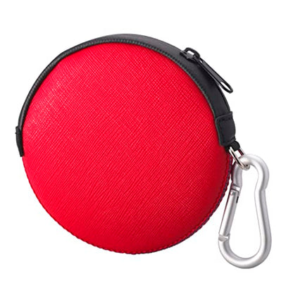Mini Round Coin Purse with Clip on, Lightweight Waterproof Zipper Pouch for Earbuds, Keys, Coins, Compact Travel Storage Case for Women & Men, Xmas Gift [ Red ] - color: Red