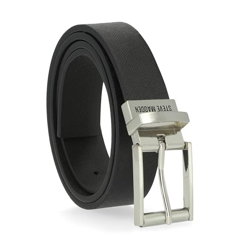 Steve Madden Men's Reversible Men's Dress Casual Every Day Leather Belt - color: Black/Brown (Textured), size: Medium
