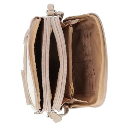 Multisac Women's MultiSac North South Mini Zip Around Crossbody - color: White/Biscotti