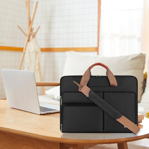 Lacdo 360° Protective Laptop Shoulder Bag, 16 inch Laptop Bag for 16 inch MacBook Pro M5 Pro/Max A3428 A3429 (2026), M4/M3/M2/M1 A3403 A3186 A2991 A2780 A2485, 15" Surface Laptop 7th Computer, Black - color: Black, size: 16 Inch New MacBook Pro