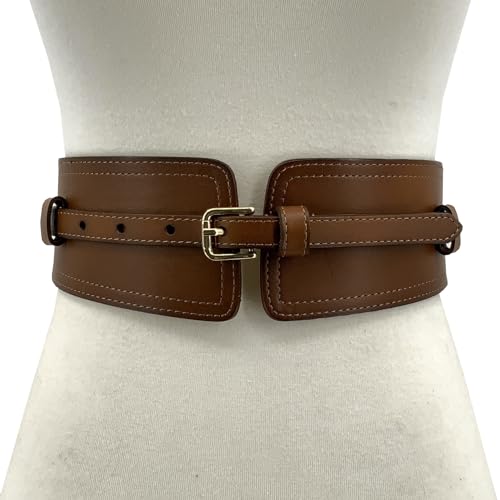 Women Wide Waistband, High and Low Waist Full Grain Leather Skinny Boho Concho Belt - color: Coffee, size: 36"(fits 34”-37”)