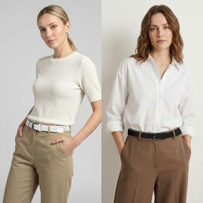 2 Pack Braided Belt for Women, Elastic Woven Stretch Belt | 2 pack woven elastic women's belts with gold & silver buckle, 1" wide - color: 2p. B-black+b-white, size: waist size 25-29"