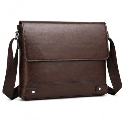 Messenger Bag for Men, 13 inch Purse Crossbody Bag, Waterproof Shoulder Bag for Office Business - color: Brown