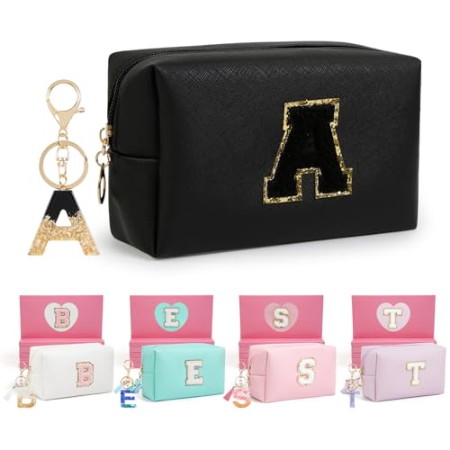 AIBFRID Birthday Gifts for Women Her,Travel Cute Makeup Bag,Large Capacity Cosmetic Bags for Women Makeup Pouch PU Leather Waterproof Cosmetic Bag (A, Black) - color: Black, style: A