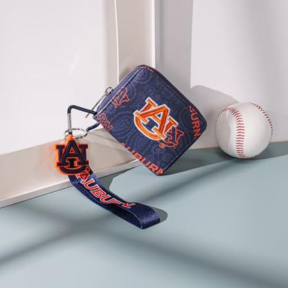 Montana West Auburn NCAA Zip Around Wallet with Lanyard - Game Day Accessory, Embroidered AU Paisley Design NC-AU012NY - color: AU-Navy Blue