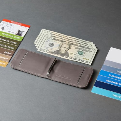 Wally Bifold 5.0 Slim Bifold Wallet for Men – Minimalist RFID Leather Wallet, Pull Tab Card Holder & Money Clip - Holds 14 Cards & 30 Bills - No ID Window - Grey - color: Gray, style: Id Quickslot